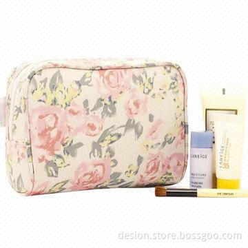 Cosmetic bag, made of T/C imprint fabric material